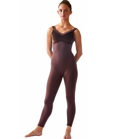 Velvet Bodice Unitard with Wide Straps, a classy dressed-up stretch velvet bodice, long lines with unique hip seaming, and elastic-free design that won't ride up or bind even after hours of hard work.  Feels like a second skin, wicks moisture to keep you cool and comfortable.  Wide straps provide more support, and complete the classic design.