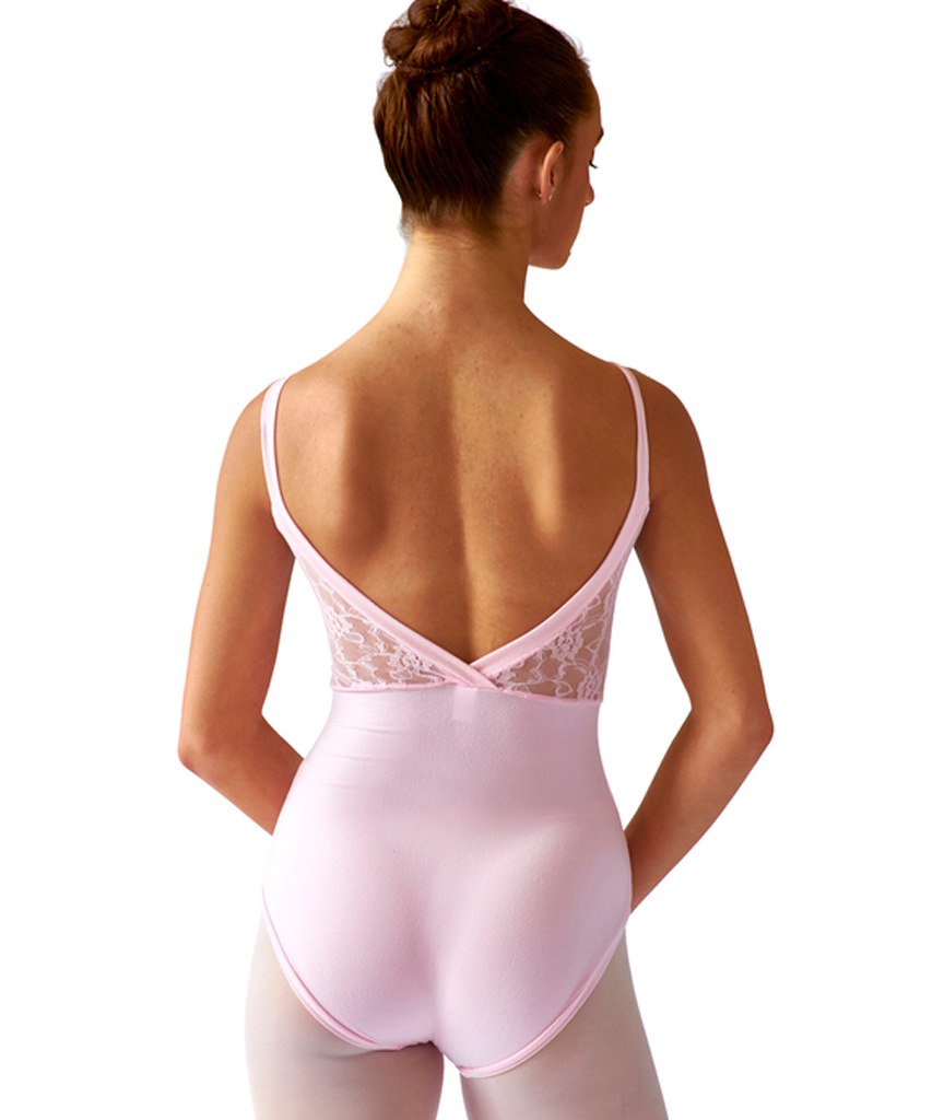 Crossed Back Cami Leotard, Lace Inset - SteelCore 